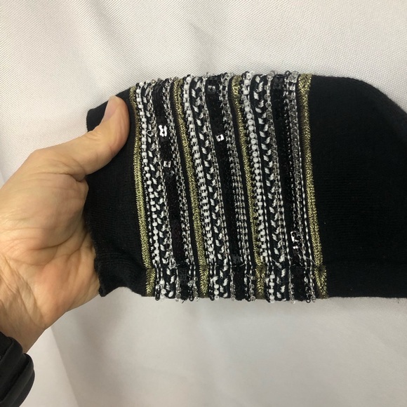 Chico’s Cardigan Sweater Beaded Sleeves and Collar Single Hook Closure - Picture 4 of 8